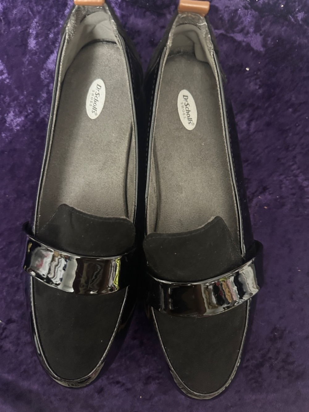 Dr. Scholl's Black Patent and Suede Loafers